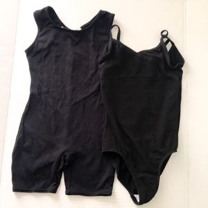 Pair of two black dance leotards